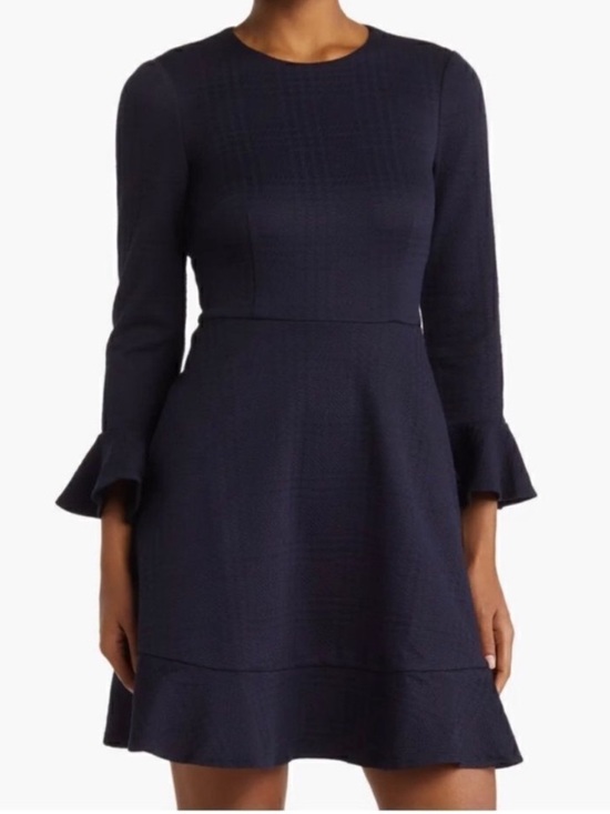 Eliza J Dresses & Skirts - Eliza J Bell Sleeve Fit & Flare Dress Women’s Size 2 Knit Ruffled Peplum Hem